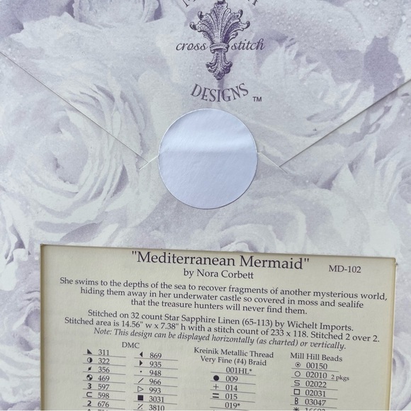 Mirabilia Designs "Mediterranean Mermaid" MD-102 Vintage Cross Stitch Pattern - Picture 5 of 5